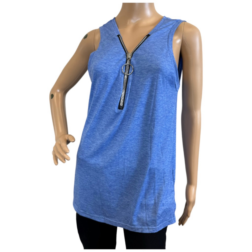 Blue sleeveless shirt 100% Polyester size Medium